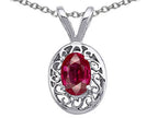 Tommaso Design™ Oval Genuine Ruby Pendant Necklace