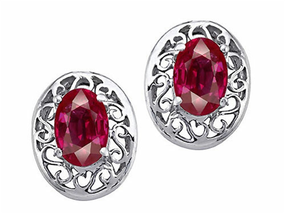 Tommaso Design™ Genuine Oval Ruby Earrings