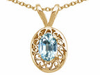 Tommaso Design™ Genuine Aquamarine Oval Pendant Necklace