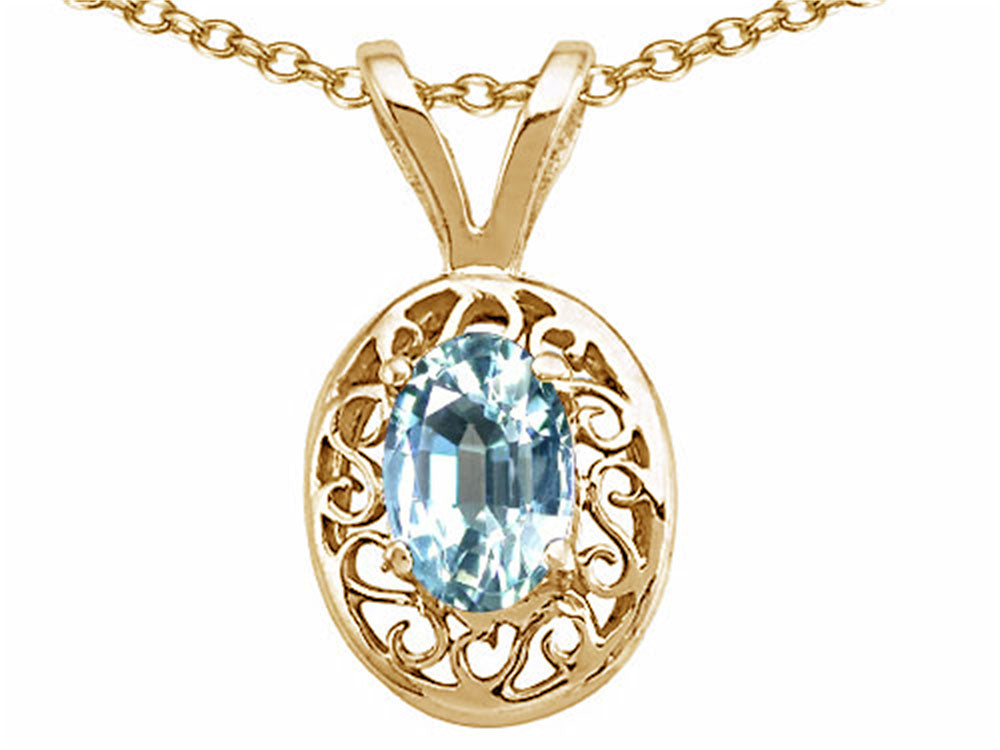 Tommaso Design™ Genuine Aquamarine Oval Pendant Necklace