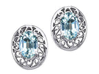 Tommaso Design™ Oval 6x4 mm Genuine Aquamarine Earrings