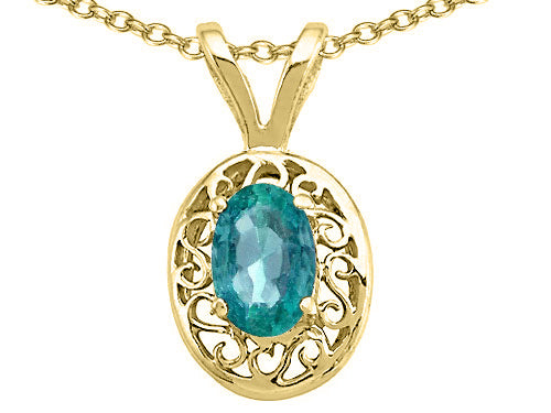 Tommaso Design™ Oval Genuine Emerald Pendant Necklace
