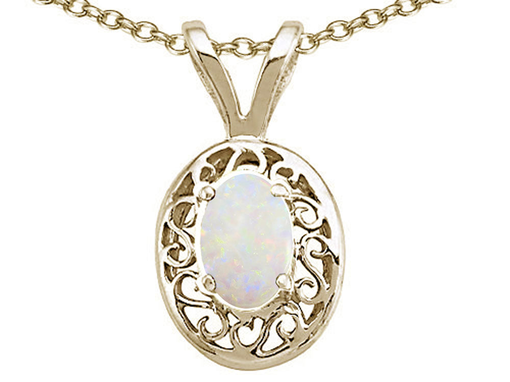 Tommaso Design™ Oval 5x3mm Genuine Opal Pendant Necklace