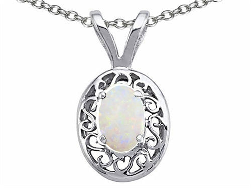 Tommaso Design™ Oval 5x3mm Genuine Opal Pendant Necklace