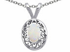 Tommaso Design™ Oval 5x3mm Genuine Opal Pendant Necklace