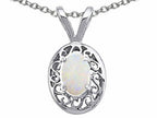 Tommaso Design™ Oval 5x3mm Genuine Opal Pendant Necklace