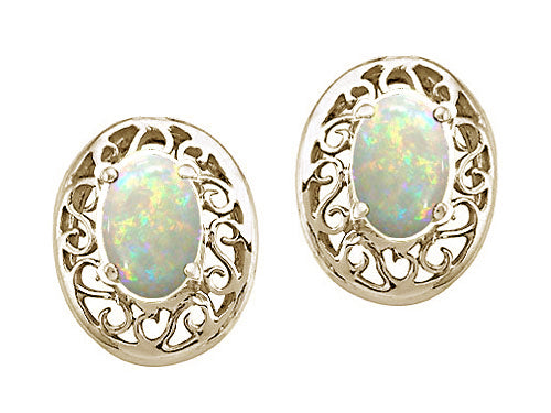Tommaso Design™ Oval 5x3mm Genuine Opal Earrings