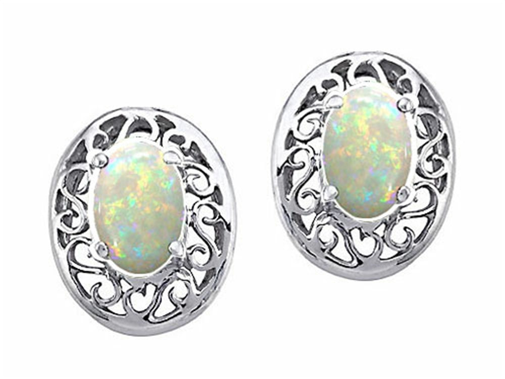 Tommaso Design™ Oval 5x3mm Genuine Opal Earrings