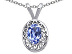 Tommaso Design™ Genuine Tanzanite Oval Pendant Necklace
