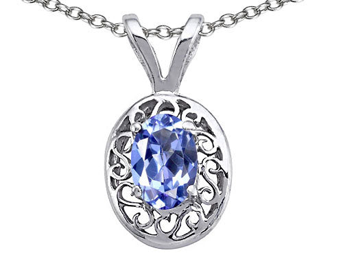 Tommaso Design™ Genuine Tanzanite Oval Pendant Necklace