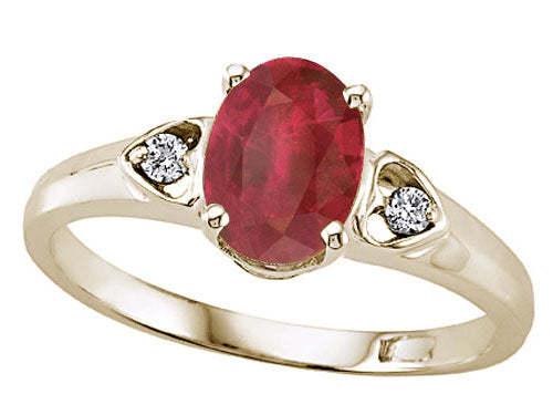 Tommaso Design™ Genuine Oval Ruby and Diamond Ring
