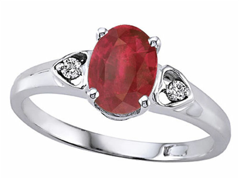 Tommaso Design™ Genuine Oval Ruby and Diamond Ring