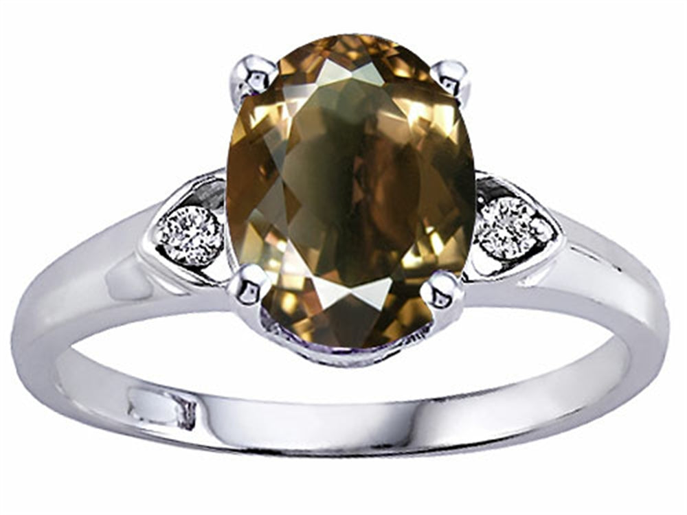 Tommaso Design™ Oval 9x7mm Genuine Smoky Quartz Ring