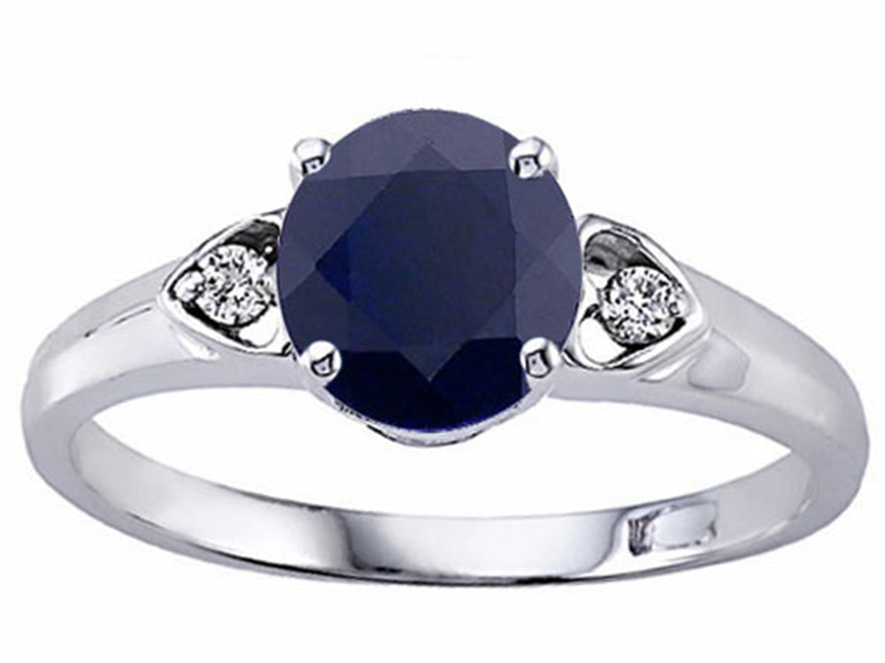 Tommaso Design™ Round 7mm Genuine Black Sapphire Ring
