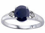 Tommaso Design™ Round 7mm Genuine Black Sapphire Ring