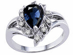 Tommaso Design™ Pear Shape 8x6mm Genuine Sapphire Ring
