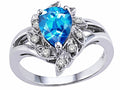 Tommaso Design™ Pear Shape 8x6mm Genuine Blue Topaz Ring