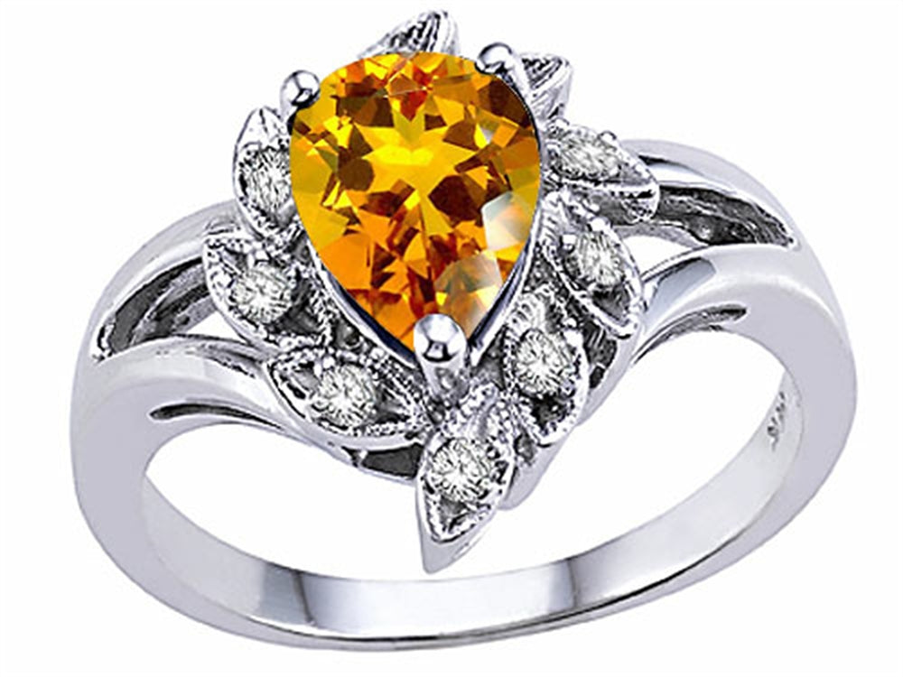 Tommaso Design™ Pear Shape 8x6mm Genuine Citrine Ring