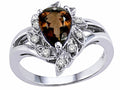 Tommaso Design™ Pear Shape 8x6mm Genuine Smoky Quartz Ring