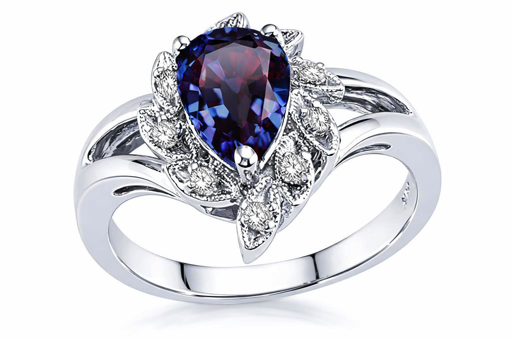 Tommaso Design™ Pear Shape 8x6mm Simulated Alexandrite Ring