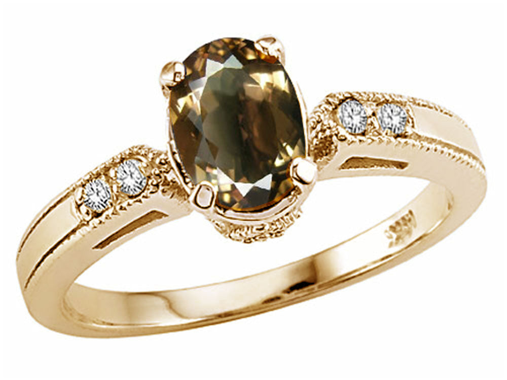 Tommaso Design™ Oval 7x5mm Genuine Smoky Quartz Ring