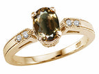 Tommaso Design™ Oval 7x5mm Genuine Smoky Quartz Ring