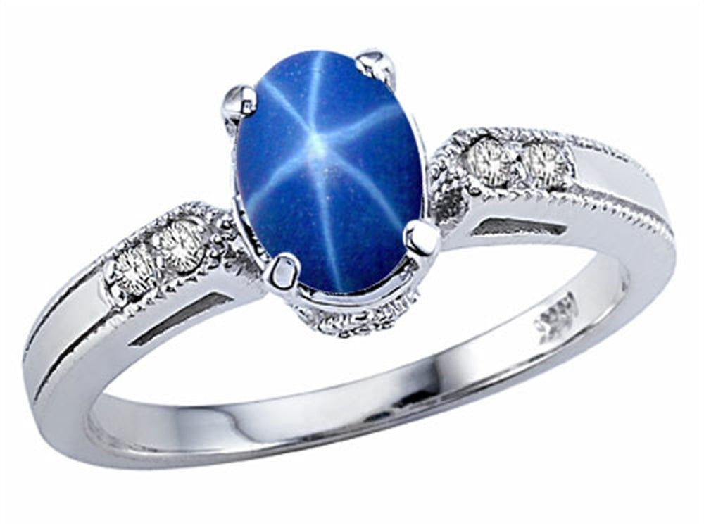 Tommaso Design™ Created Star Sapphire and Genuine Diamond Ring