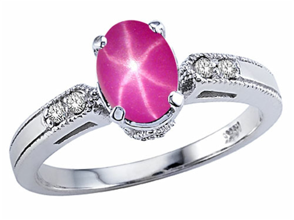 Tommaso Design™ Oval 7x5mm Created Star Ruby Ring