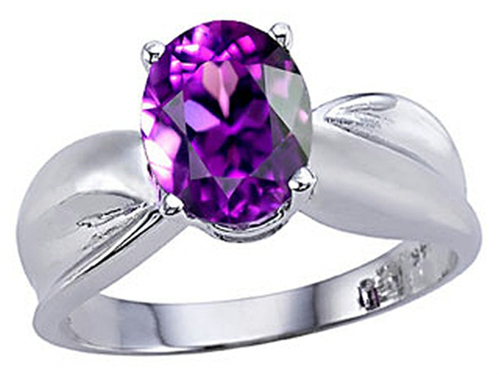 Tommaso Design™ Oval 9x7mm Genuine Amethyst Ring