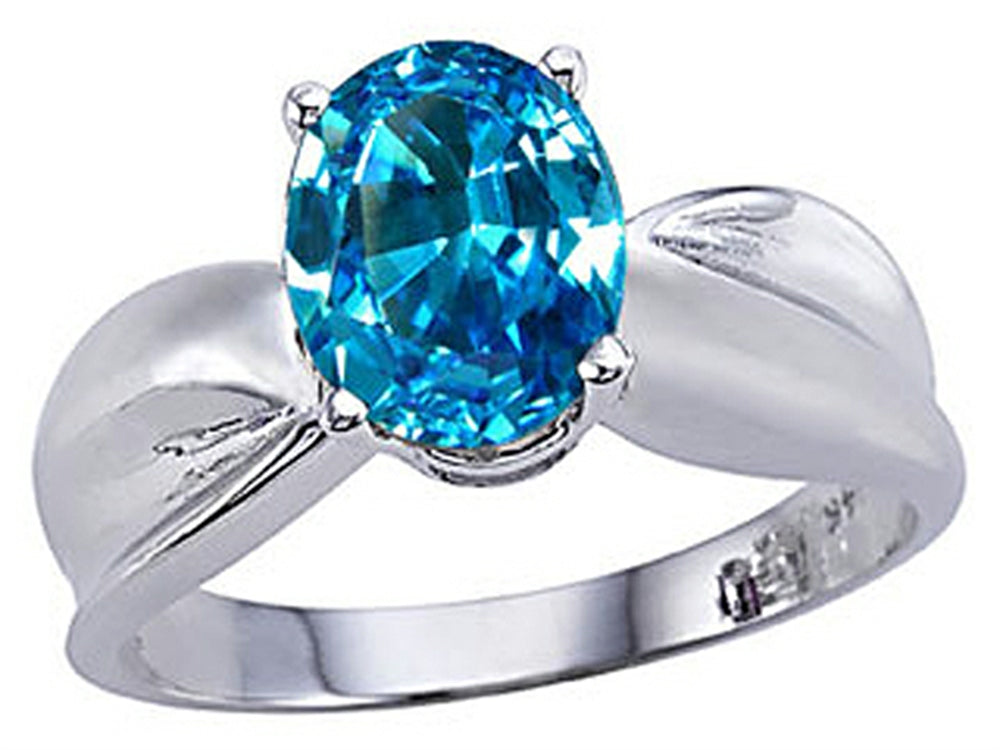 Tommaso Design™ Oval 9x7mm Genuine Blue Topaz Ring