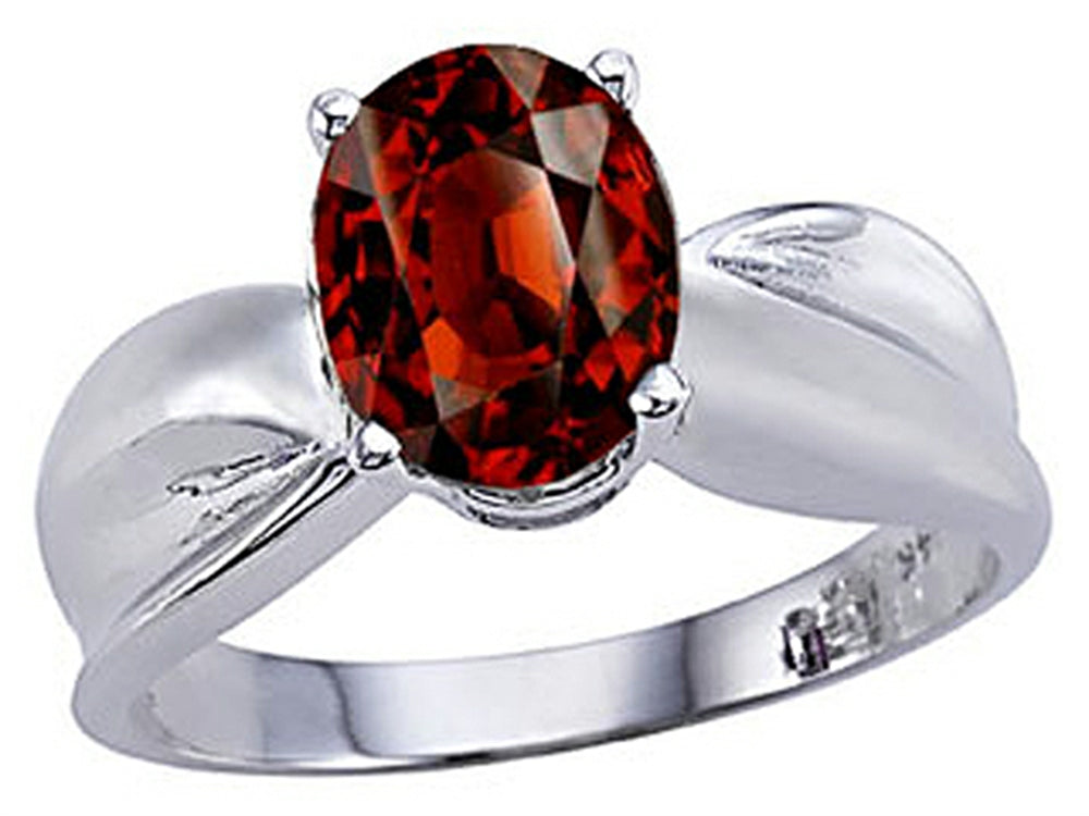 Tommaso Design™ 9x7mm Oval Genuine Garnet Ring