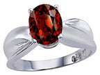 Tommaso Design™ 9x7mm Oval Genuine Garnet Ring