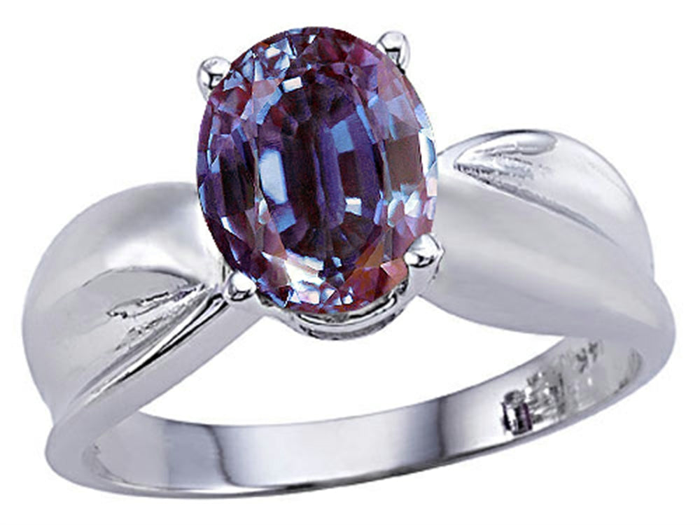 Tommaso Design™ 9x7mm Oval Simulated Alexandrite Ring