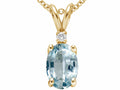 Tommaso Design™ Oval 7x5mm Genuine Aquamarine Pendant Necklace