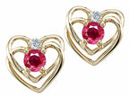 Tommaso Design™ Genuine Ruby and Diamond Heart Earrings