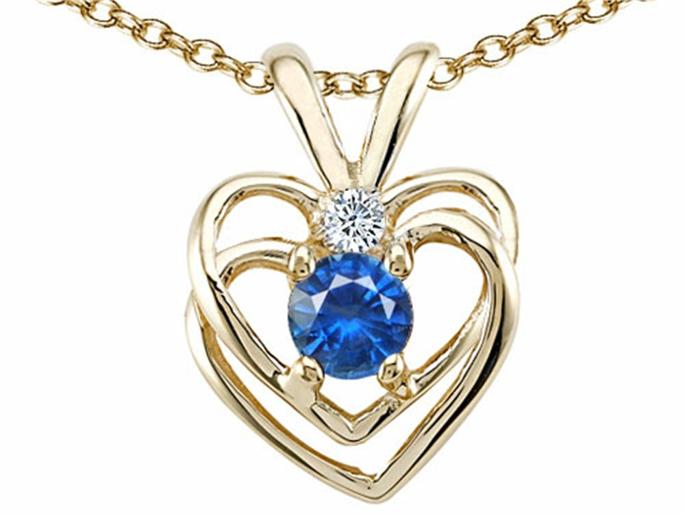 Tommaso Design™ Round 4mm Genuine Sapphire Heart Pendant Necklace
