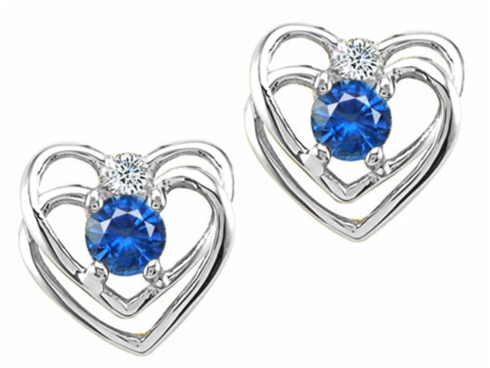 Tommaso Design™ Round 4mm Genuine Sapphire Heart Earrings