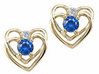 Tommaso Design™ Round 4mm Genuine Sapphire Heart Earrings