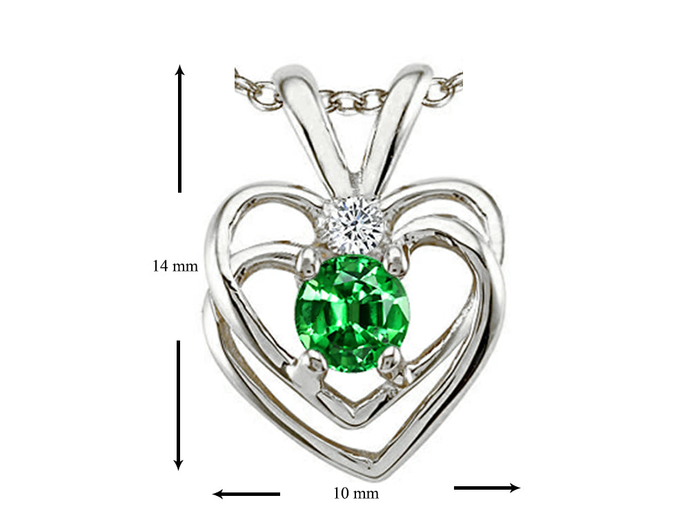 Tommaso Design™ Round Simulated Emerald Heart Pendant Necklace
