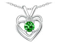 Star K Round Simulated Emerald Heart Pendant Necklace