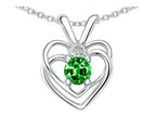 Star K Round Simulated Emerald Heart Pendant Necklace