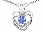 Tommaso Design™ Round 4mm Genuine Tanzanite Heart Pendant Necklace