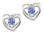 Tommaso Design™ Round 4mm Genuine Tanzanite Heart Earrings