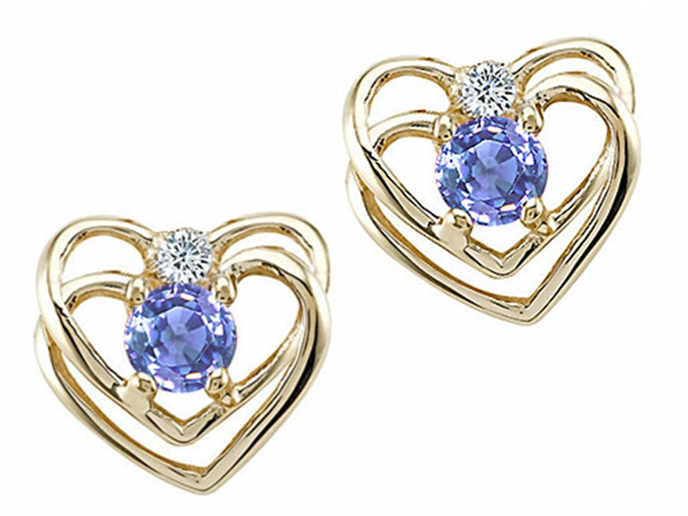 Tommaso Design™ Round 4mm Genuine Tanzanite Heart Earrings