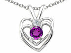Tommaso Design™ Round 4mm Genuine Amethyst Heart Pendant Necklace