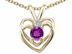 Tommaso Design™ Round 4mm Genuine Amethyst Heart Pendant Necklace