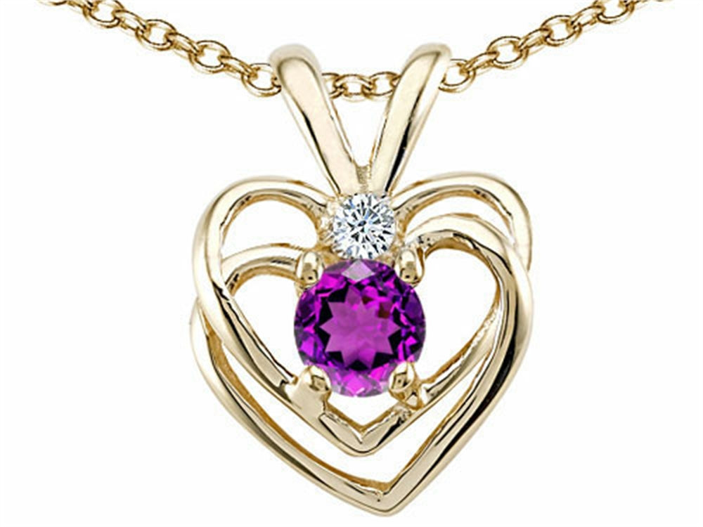 Tommaso Design™ Round 4mm Genuine Amethyst Heart Pendant Necklace