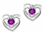Tommaso Design™ Round 4mm Genuine Amethyst Heart Earrings
