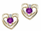 Tommaso Design™ Round 4mm Genuine Amethyst Heart Earrings