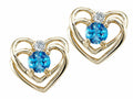 Tommaso Design™ Round 4mm Genuine Blue Topaz Heart Earrings